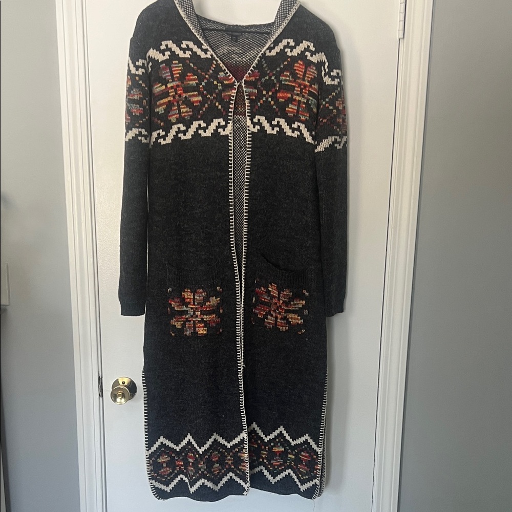 Coco + Carmen Charcoal and Multicolor Knit Cardigan